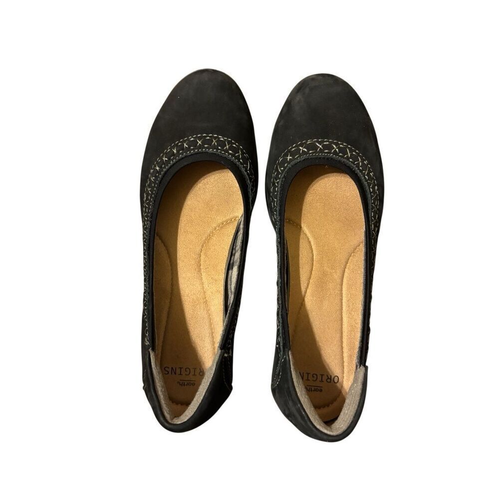 Earth origins black stretch fable suede flat 9